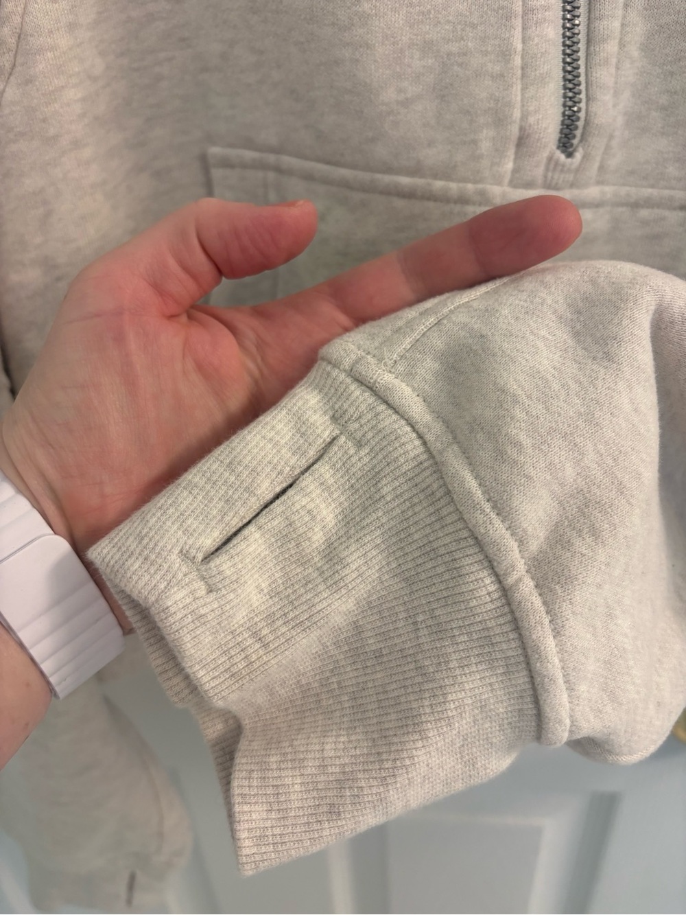lululemon athletica Cropped Half-Zip Funnel Neck Sweater — Oatmeal - Picture 6 of 7